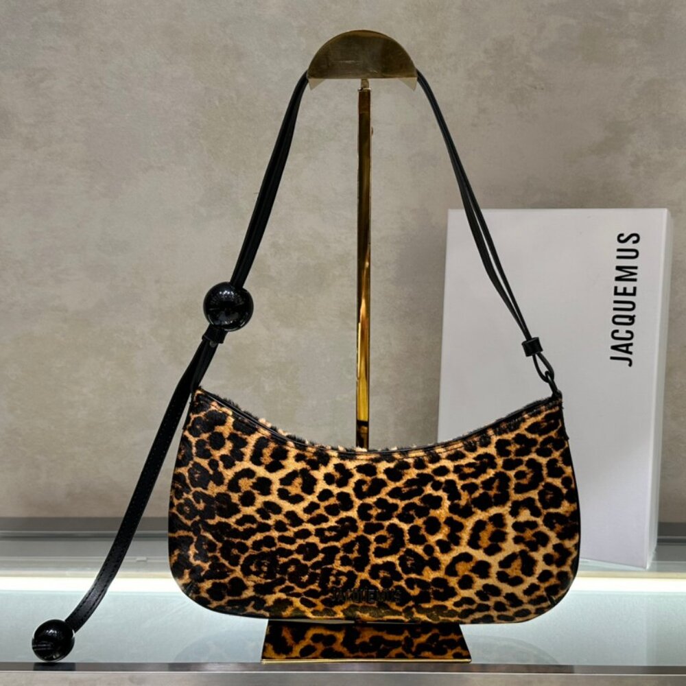 Jacquemus Leopard-Print Beaded Shoulder Tote
